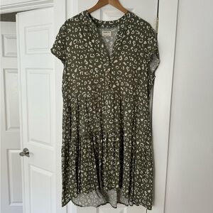 Jackson Rowe cheetah print army green dress, L